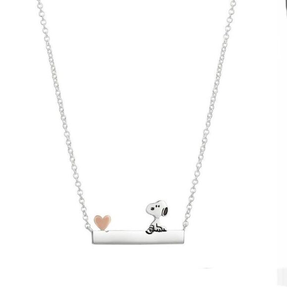 NWT Peanuts 14K Gold-Flash Plated Two-Tone Always In My Heart Pendant Necklace - Picture 11 of 11